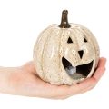 Décoration citrouille en céramique avec LED et visage souriant, 13 cm | Floristik24.be