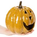 Citrouille en céramique avec visage, décoration LED, Halloween, 19 cm | Floristik24.be