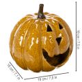 Citrouille en céramique avec visage, décoration LED, Halloween, 19 cm | Floristik24.be