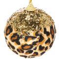 Boule de Noël à motif léopard avec paillettes dorées, 7 cm, lot de 3 | Floristik24.be