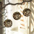 Floristik24 Boule de Noël à motif léopard avec paillettes dorées, 7 cm, lot de 3