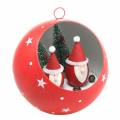 Floristik24 Boule de Noël à accrocher Pères Noël et LED rouge Ø20cm pour piles
