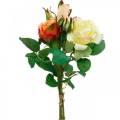 Floristik24 Fleurs artificielles, bouquet de roses, décorations de table, fleurs en soie, roses artificielles jaune-orange