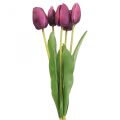 Floristik24 Fleurs artificielles tulipe violette, fleur printanière 48cm lot de 5