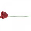 Roses artificielles Bordeaux roses en cire roses décoratives en cire Ø6cm 18 pcs | Floristik24.be