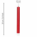 Bougie conique LED, rouge avec lumière blanc chaud, 24 cm, lot de 2 | Floristik24.be