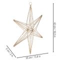 Étoile décorative à LED en fil de fer, à suspendre pour l'intérieur, 40 LED, blanc chaud, 42 cm | Floristik24.be