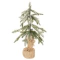 Floristik24 Plante artificielle enneigée, sapin de Noël LED en sac de jute, fonctionne sur piles, pour usage intérieur, 50 cm