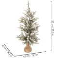 Sapin de Noël artificiel enneigé dans un sac en jute, 40 LED, pour usage intérieur, 85 cm | Floristik24.be