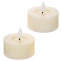 Bougie chauffe-plat LED, blanc chaud, effet scintillant et minuterie, cire véritable, fonctionne sur piles, 7 cm, lot de 2 | Floristik24.be