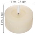 Bougie chauffe-plat LED, blanc chaud, effet scintillant et minuterie, cire véritable, fonctionne sur piles, 7 cm, lot de 2 | Floristik24.be