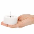 Bougie chauffe-plat LED XL blanche en cire véritable avec minuterie, blanc chaud, 6 cm, lot de 2 | Floristik24.be