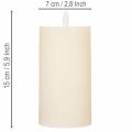 Bougie pilier LED en cire véritable blanche avec fonction minuterie, blanc chaud, 15 cm | Floristik24.be