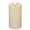 Bougie pilier LED en cire véritable blanche avec fonction minuterie, blanc chaud, 15 cm | Floristik24.be