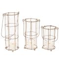 Lanterne de jardin, lampe à vent en métal Ø8,5 cm H23/18,5/14,5 cm, lot de 3 | Floristik24.be