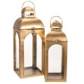 Floristik24 Lanterne en métal, verre et aspect laiton, hauteur 50 cm, lot de 2