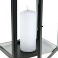 Floristik24 Lanterne décorative en métal noir, lanterne rectangulaire en verre 19x15x30,5cm