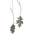 Floristik24 Feuilles en métal à suspendre feuilles d&#39;automne gris antique 7.5-10cm 4pcs