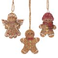 Floristik24 Ornements décoratifs à suspendre, figurines en pain d'épice artificielles, 7 cm, lot de 3