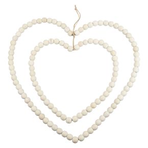 Floristik24 Boucle anneau décoratif coeur en perles de bois décoration à suspendre 38×40,5cm
