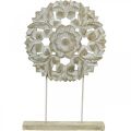 Floristik24 Mandala floral, décoration en bois à poser, décoration estivale, décoration de table shabby chic naturel, blanc H54.5cm Ø34cm