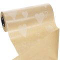 Papier à fleurs décoratif naturel avec motifs cœurs et fleurs 25cm x 100m | Floristik24.be