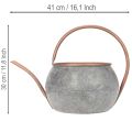 Arrosoir décoratif en métal, style champêtre vintage, décoration de jardin, pour les plantations, cuivre argenté, L 41 cm Ø 26 cm H 30 cm | Floristik24.be
