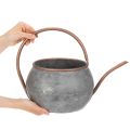 Arrosoir décoratif en métal, style champêtre vintage, décoration de jardin, pour les plantations, cuivre argenté, L 41 cm Ø 26 cm H 30 cm | Floristik24.be