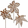 Floristik24 Bouchon décoratif feuilles d&#39;automne métal patiné H26cm 6pcs