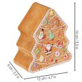 Boîte de Noël, boîte à biscuits, sapin et maison de Noël, aspect pain d'épice, 14 cm, 2 pièces | Floristik24.be