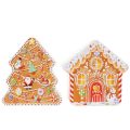 Boîte de Noël, boîte à biscuits, sapin et maison de Noël, aspect pain d'épice, 14 cm, 2 pièces | Floristik24.be