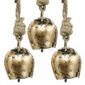 Floristik24 Cloches en métal à suspendre, décoration maison de campagne, cloches de vache dorées, aspect antique 5 × 3,5 cm 12 pièces