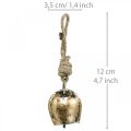 Floristik24 Cloches en métal à suspendre, décoration maison de campagne, cloches de vache dorées, aspect antique 5 × 3,5 cm 12 pièces