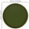 Plateau décoratif vert à bordure dorée, style moderne, 30 cm | Floristik24.be