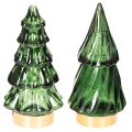 Floristik24 Sapin de Noël en verre avec lumières LED, décoration de table, Noël, 13 cm, lot de 2