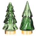 Sapin de Noël en verre avec lumières LED, décoration de table, Noël, 13 cm, lot de 2 | Floristik24.be