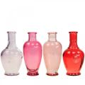 Floristik24 Mini vases en verre vases décoratifs en verre rose rose rouge violet 15cm 4pcs