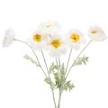 Floristik24 Coquelicot artificiel blanc à longue tige, 78 cm, lot de 3