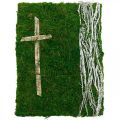 Floristik24 Moss picture vignes et croix pour arrangement funéraire vert, blanc 40 × 30cm
