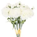 Floristik24 Bouquet d'œillets artificiels, fleurs artificielles blanches, décoration, 4 bouquets