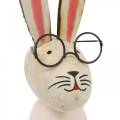 Floristik24 Décoration de Pâques, lapin avec des lunettes, décoration de printemps, lapin en métal, décoration de table