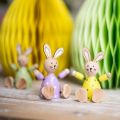 Floristik24 Lapins de Pâques lapins en bois colorés décoration de table à pois H8cm 4pcs