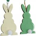 Floristik24 Lapins de Pâques à suspendre, décorations de printemps, pendentifs, lapins décoratifs vert, blanc 3pcs