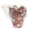 Floristik24 Cache-pots en papier avec flocons de neige rouge-blanc Ø 9 cm 12 p.