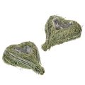 Floristik24 Cœur décoratif en herbe naturelle avec insert en feuille d'aluminium, 14 cm, 2 pièces