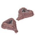 Floristik24 Bol en forme de cœur avec branches et insert en aluminium pour compositions florales, 14 cm, lot de 2