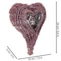 Cœur de plante décoré de papier aluminium, 24 cm | Floristik24.be