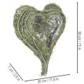 Bol en forme de cœur en herbe naturelle avec feuille de plantation, 38 cm | Floristik24.be