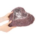 Bol en forme de cœur réalisé en brindilles avec insert en aluminium, 37 cm | Floristik24.be