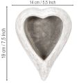 Bol décoratif en forme de cœur, gris ; petit pot de fleurs en forme de cœur, 19 cm | Floristik24.be